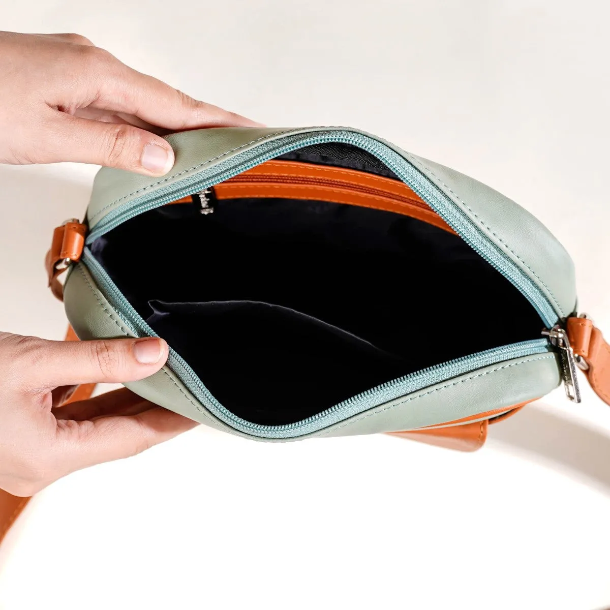 La Fusion Sling Bag For Women Sage Green Tan