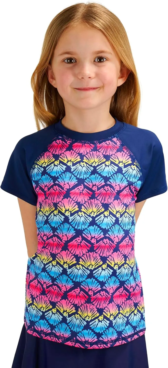 Lands' End Kids Boys and Girls Swimwear UPF 50 Short Sleeve Rash Guard Shirt (XXS-XL)