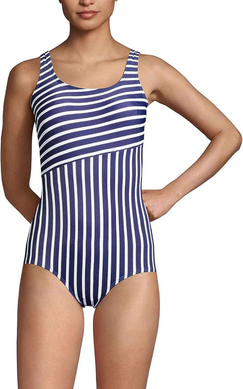 Lands' End Women's Chlorine Resistant Soft Cup Tugless Sporty One Piece Swimsuit