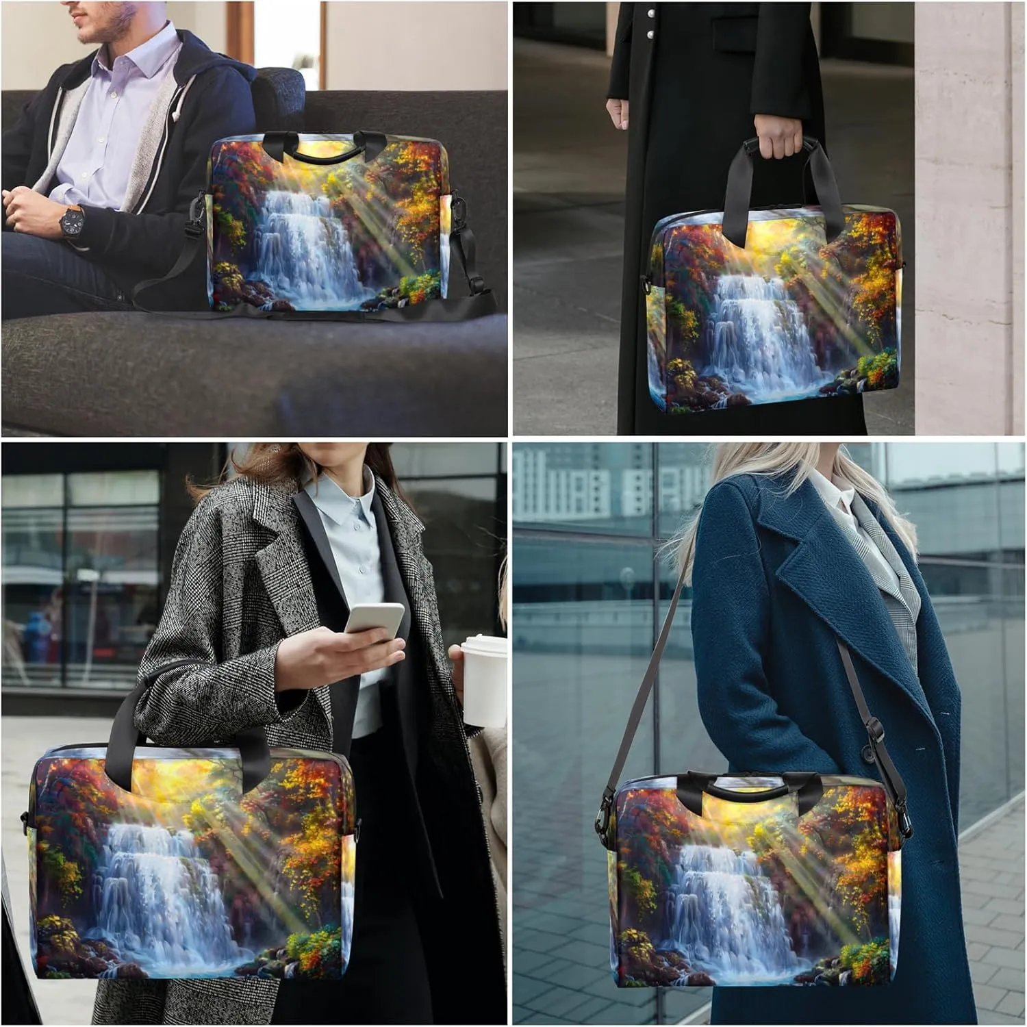 Landscape Laptop Sleeve Case 14 15 15.6 inch, Landscape Laptop Briefcase Shoulder Bag Waterproof Travel Computer Cover Carrying Bags