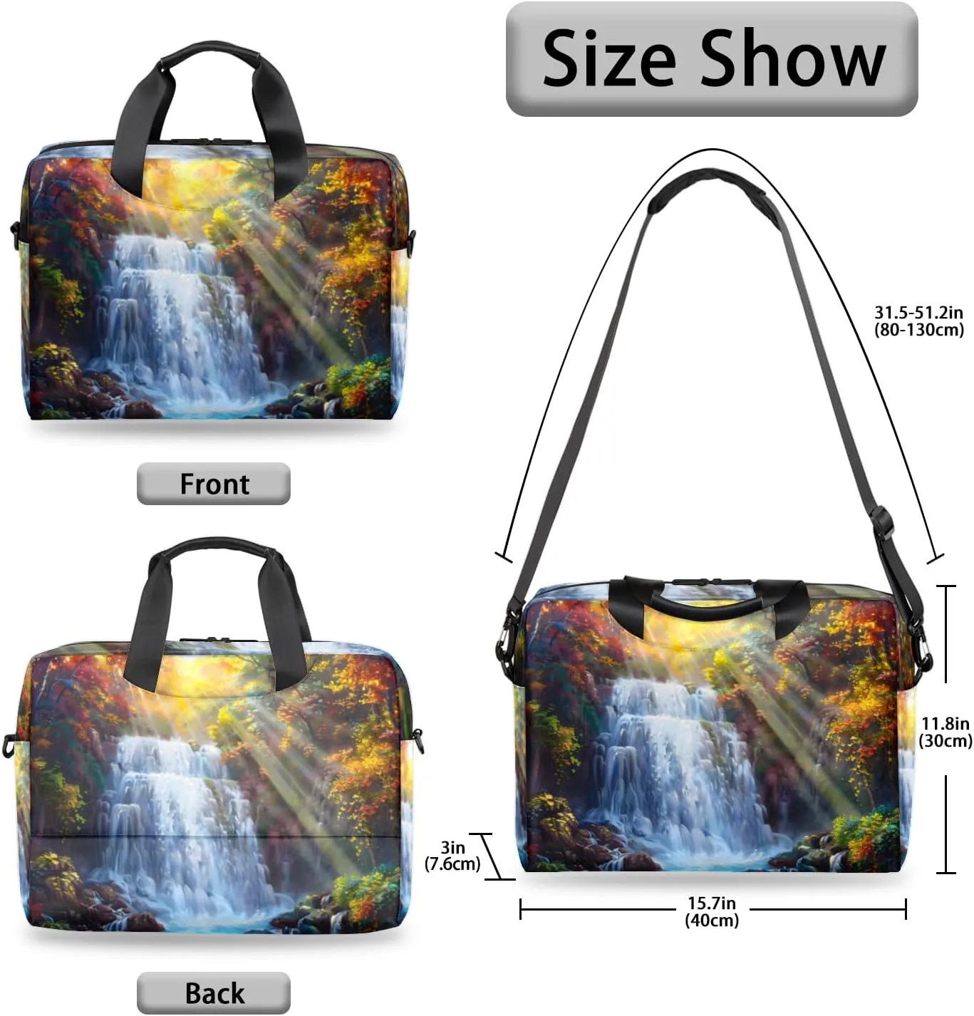 Landscape Laptop Sleeve Case 14 15 15.6 inch, Landscape Laptop Briefcase Shoulder Bag Waterproof Travel Computer Cover Carrying Bags