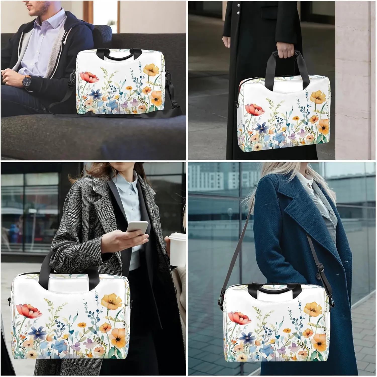 Laptop Bag 15.6 Inch Laptop Sleeve Case with Shoulder Straps Computer Slim Briefcase for Men and Women