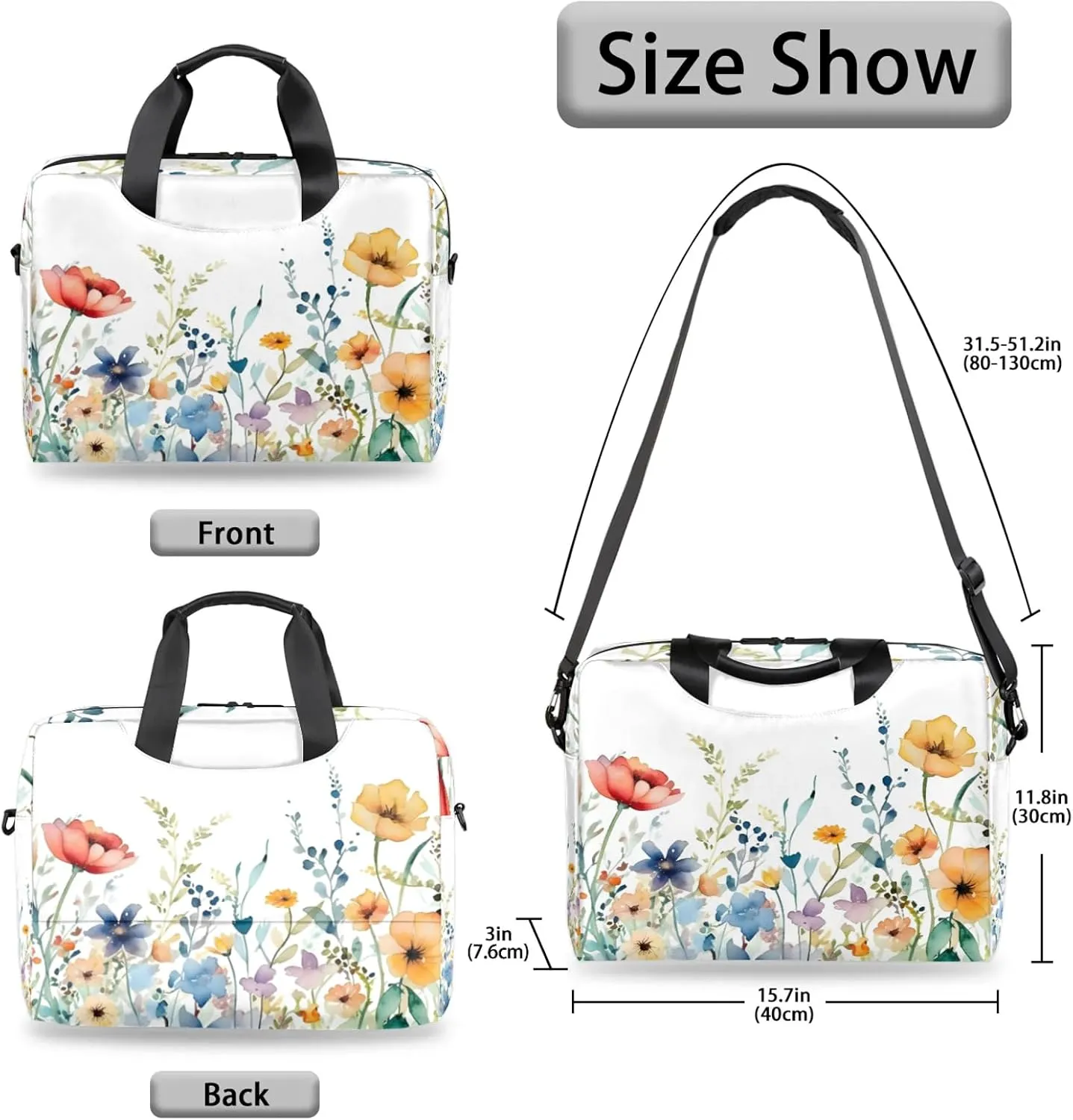 Laptop Bag 15.6 Inch Laptop Sleeve Case with Shoulder Straps Computer Slim Briefcase for Men and Women