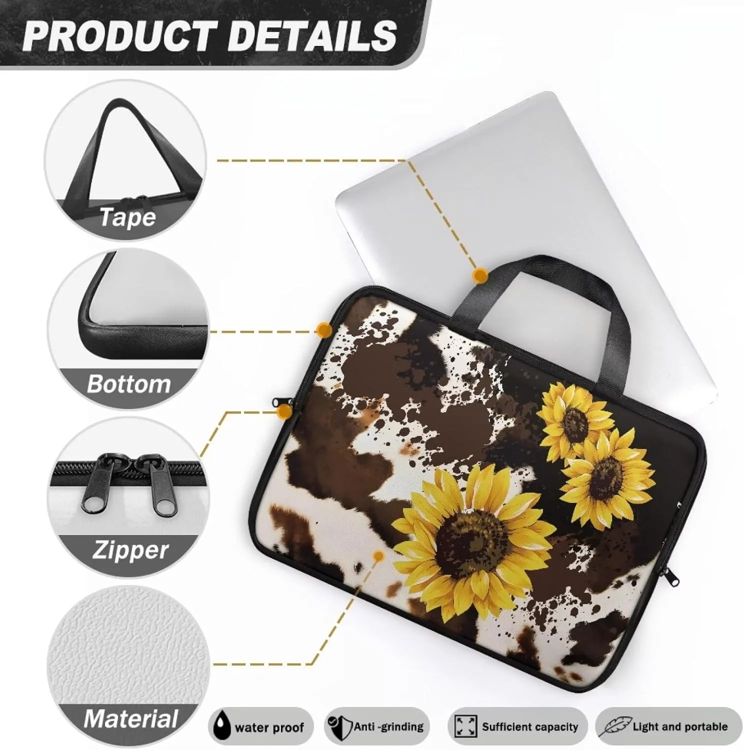 Laptop Bag for Women Men Waterproof Carrying Case Zipper Computer Handbag for Office Business 10 Inch- 17 Inch