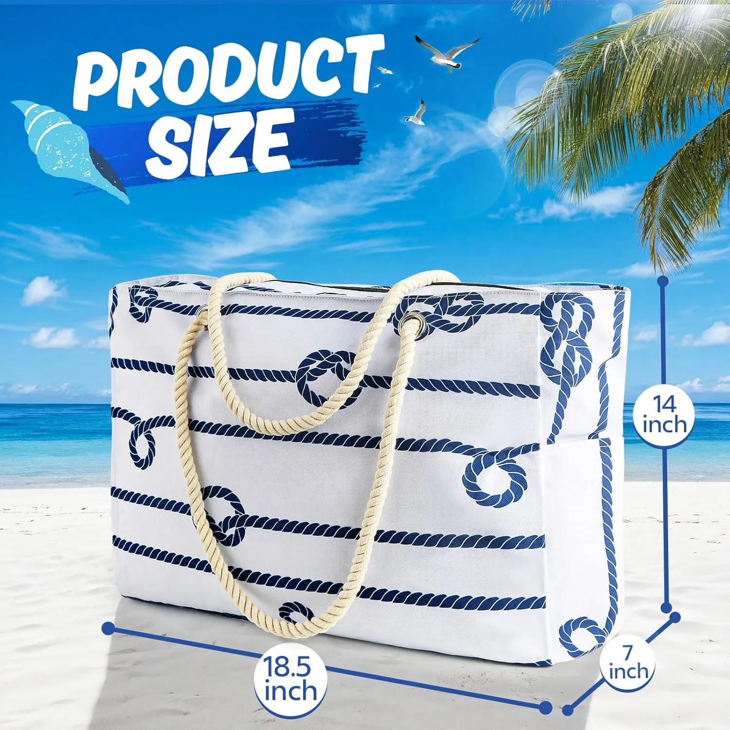 Large Beach Bag for Women & Men, Beach Bags Waterproof Sandproof, Travel Tote Bag, Swim Pool Bag for Family Outdoor