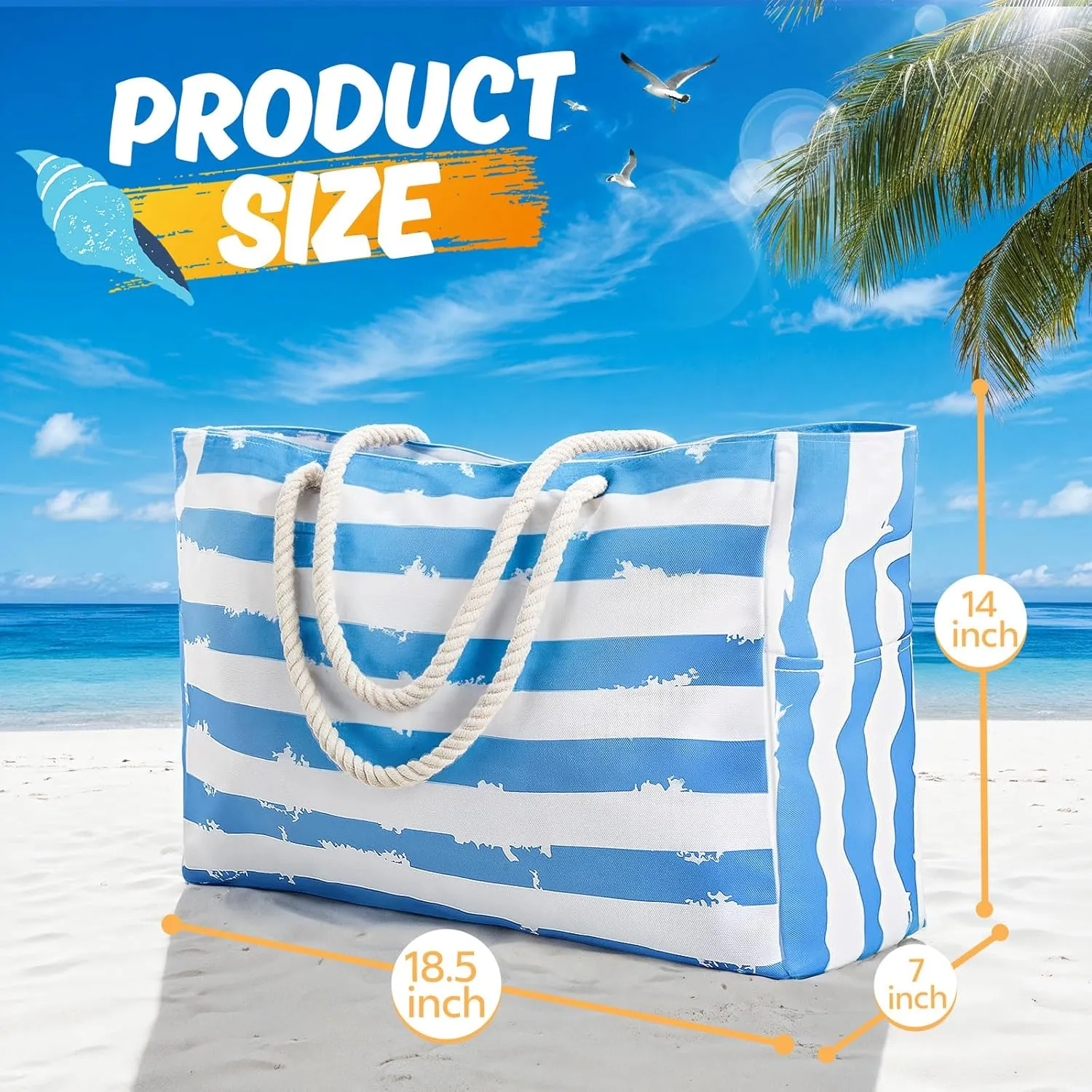 Large Beach Bag for Women & Men, Beach Bags Waterproof Sandproof, Travel Tote Bag, Swim Pool Bag for Family Outdoor