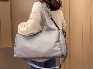 Large Capacity Sports Duffel Bag, Yoga Fitness Shoulder Bag with Shoe Compartment, Mint Green (Mystery grey)
