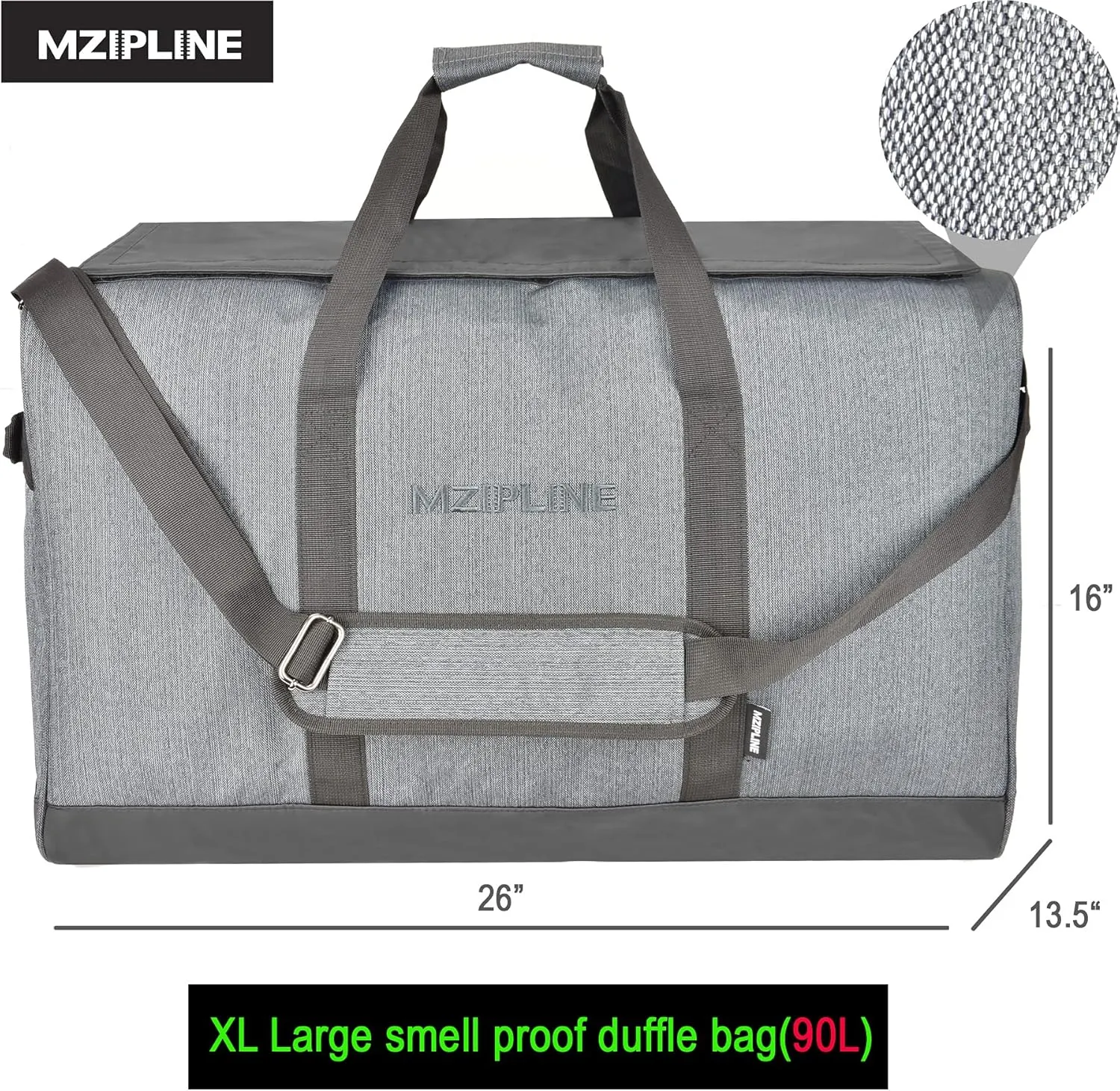 Large Duffle Bag,Water Resistant Sport Gym Overnight Weekender Bag,Big Capacity Travel Duffel Holdall Bag (Grey, Large)