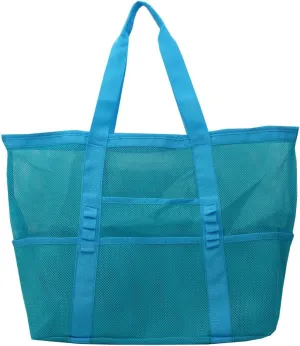 Large Mesh Beach Bag - Ultimate Family Beach Bag with 9 Deep Pockets, sturdy handles and Durable Zipper