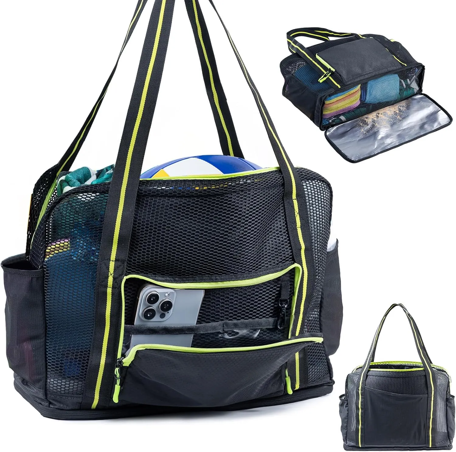 Large Mesh Beach Bag - XL Beach Tote Sandproof - Swim Bag - Large Pool Tote with Pockets for Toiletries, Towel