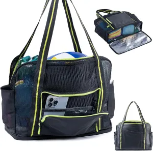 Large Mesh Beach Bag - XL Beach Tote Sandproof - Swim Bag - Large Pool Tote with Pockets for Toiletries, Towel