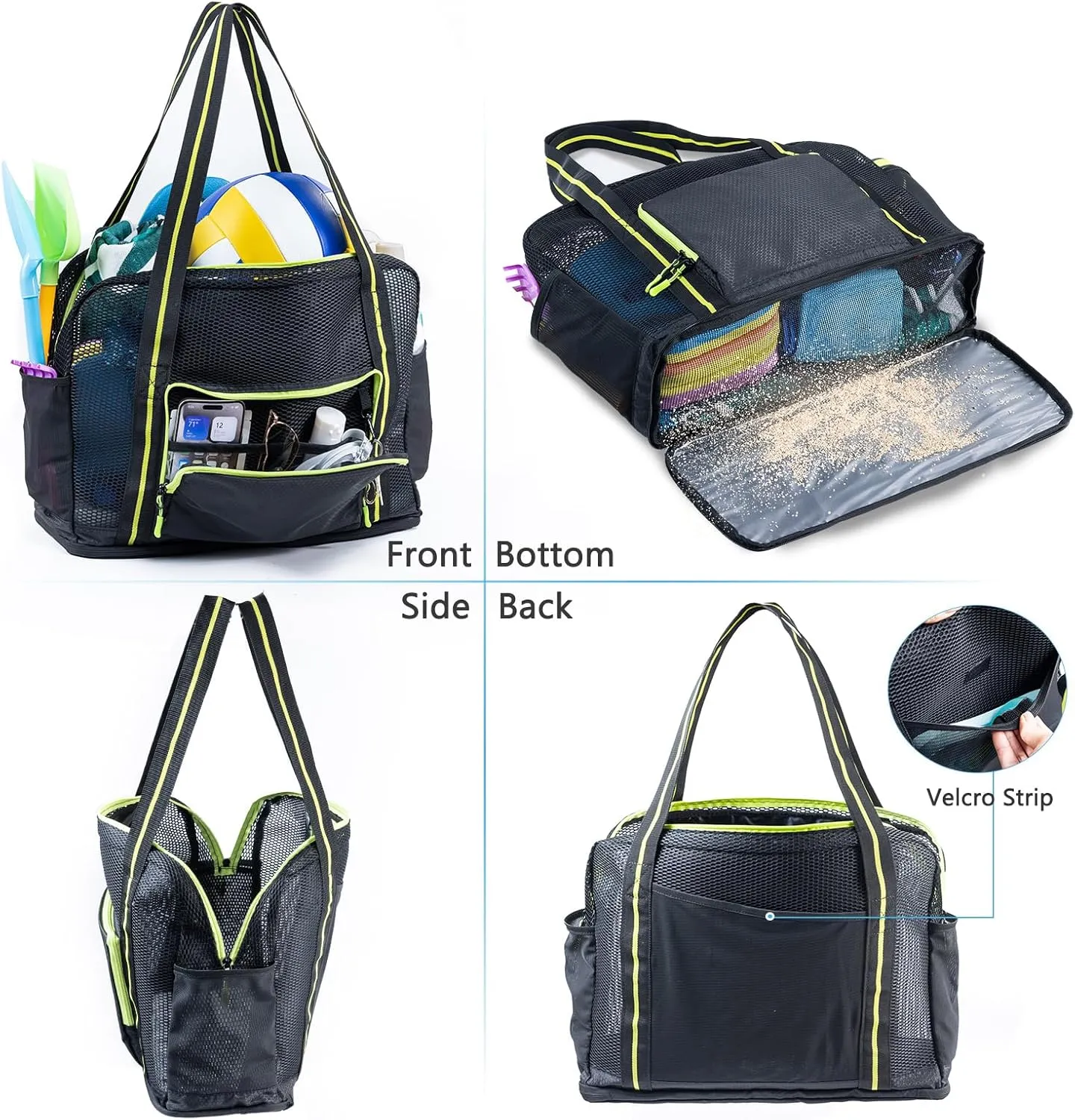 Large Mesh Beach Bag - XL Beach Tote Sandproof - Swim Bag - Large Pool Tote with Pockets for Toiletries, Towel