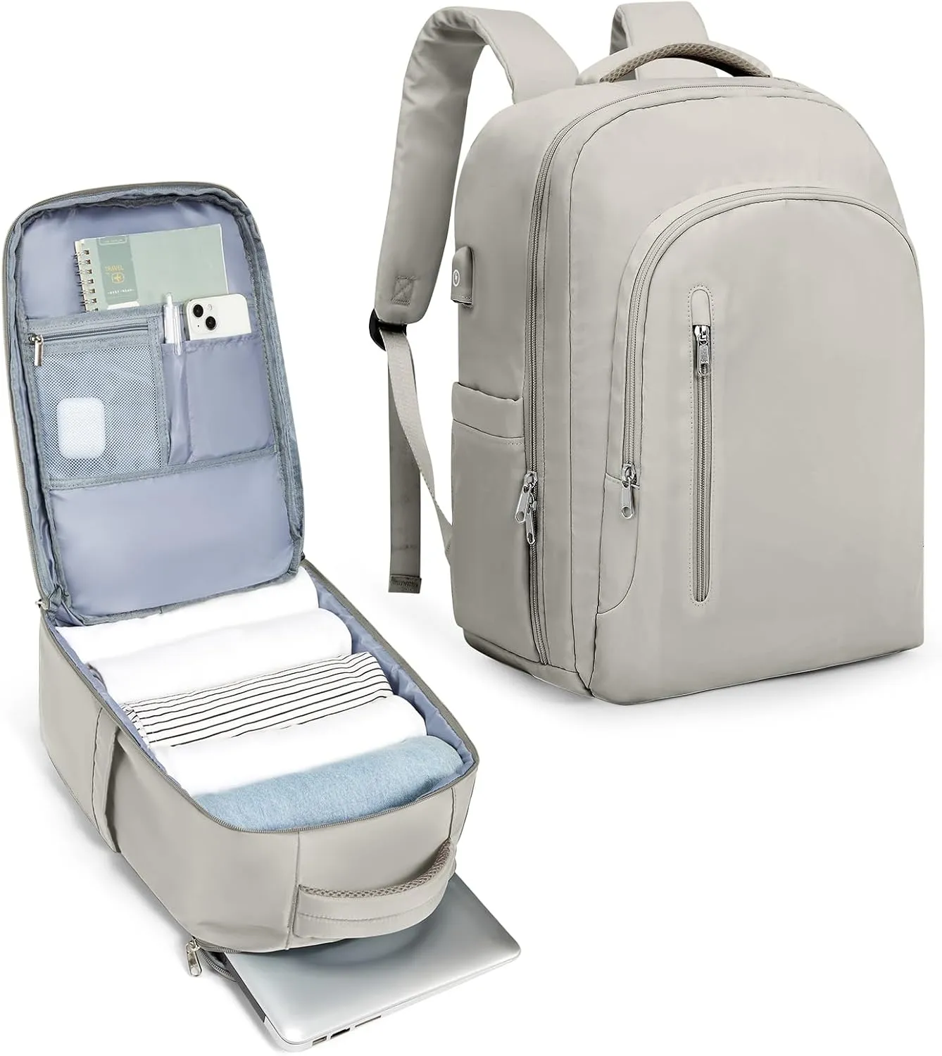 Large Travel Laptop Backpack for Men Women, Carry on Backpack Flight Approved with USB Charging Port, Business Work Hiking