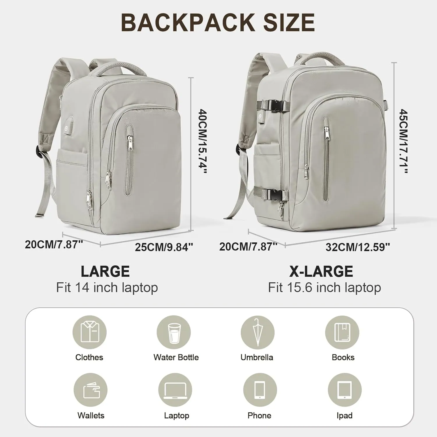 Large Travel Laptop Backpack for Men Women, Carry on Backpack Flight Approved with USB Charging Port, Business Work Hiking