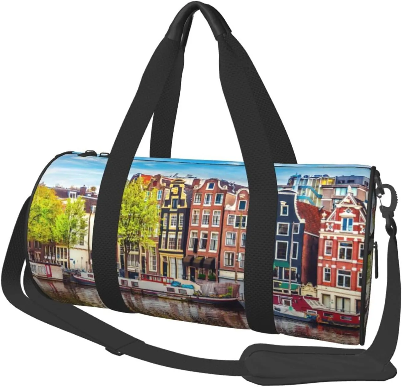 Large Weekender Overnight Bag Fashion Sports Gym Bag Amsterdam Netherlands Travel Duffel Bag With Adjustable Shoulder Strap
