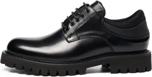 LAZIRO Top Layer Cowhide Business Casual Round Toe Low-top Leather Shoes Men's Thick Bottom Raised Leather Soft Bottom Tooling Men's Shoes
