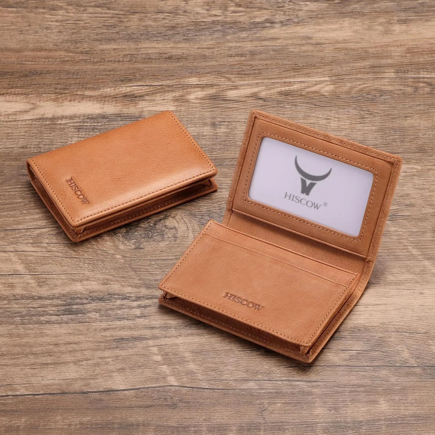 Leather Business Card Case Holder for Men & Women, Italian Calfskin
