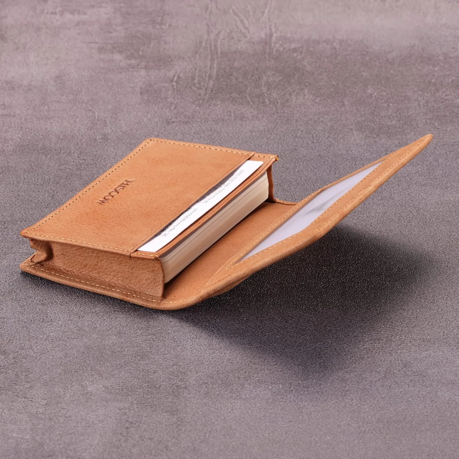 Leather Business Card Case Holder for Men & Women, Italian Calfskin