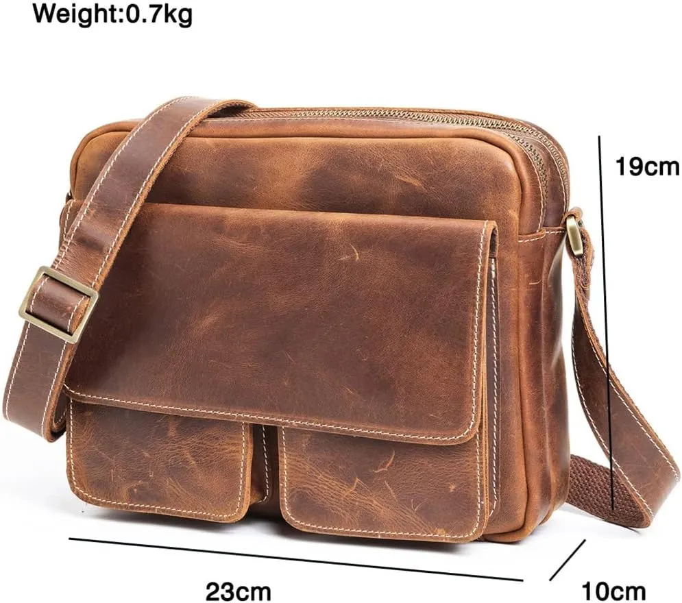Leather Messenger Bag Vintage Cross Body Men's Bag Business Casual Bag Leather Shoulder Bag