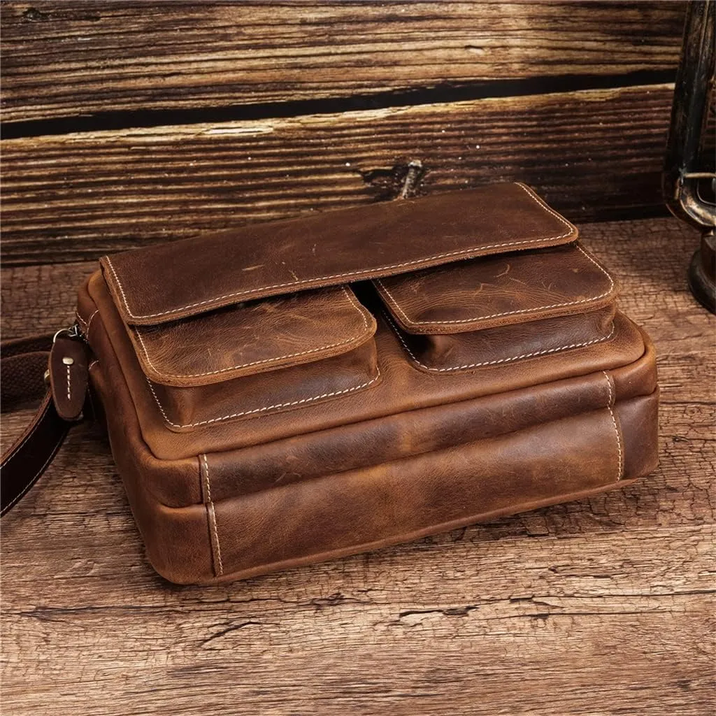 Leather Messenger Bag Vintage Cross Body Men's Bag Business Casual Bag Leather Shoulder Bag