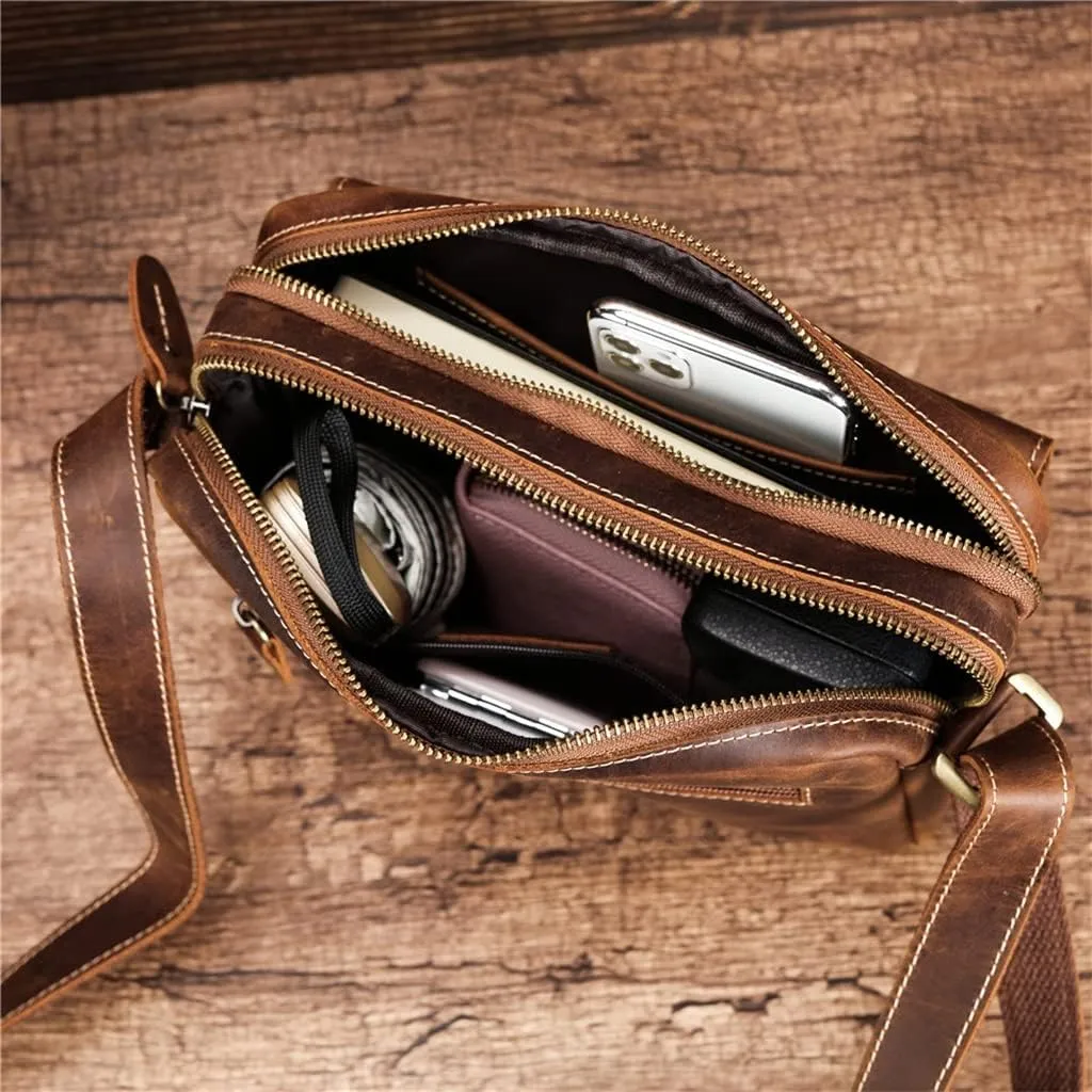 Leather Messenger Bag Vintage Cross Body Men's Bag Business Casual Bag Leather Shoulder Bag