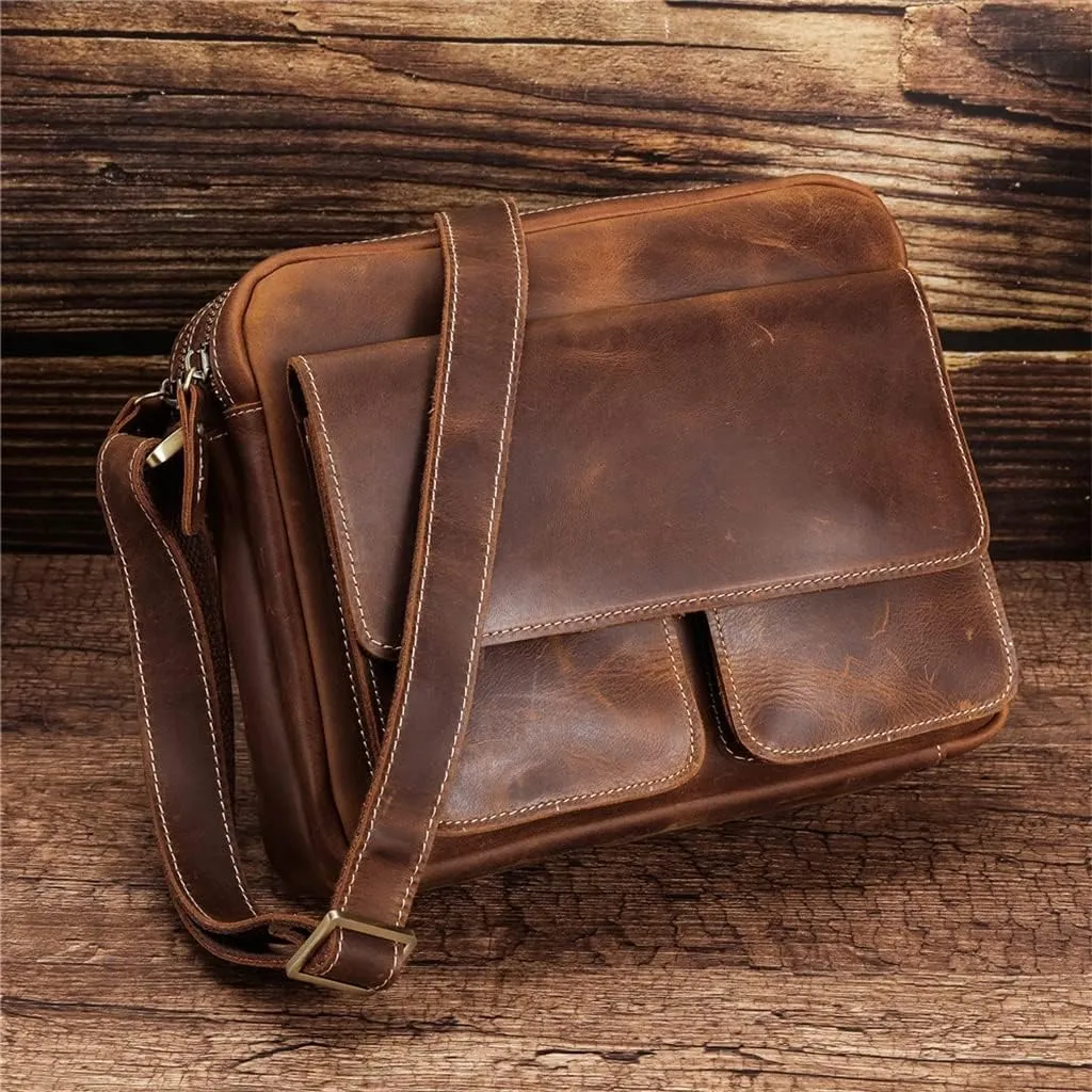Leather Messenger Bag Vintage Cross Body Men's Bag Business Casual Bag Leather Shoulder Bag