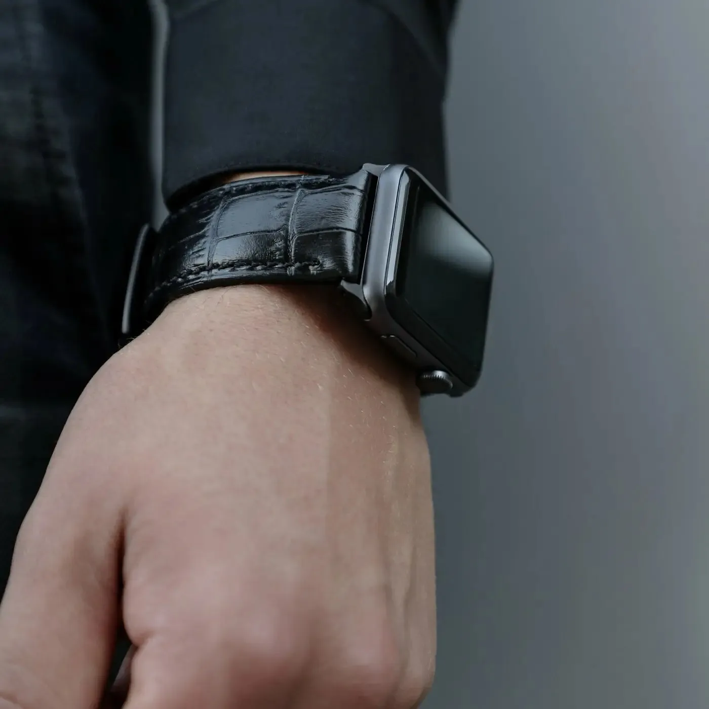 Leather Watch Strap for Apple Watch - Black
