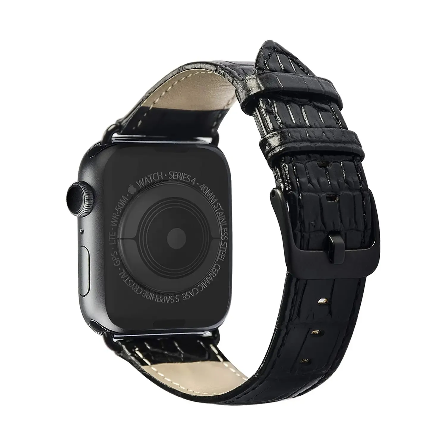 Leather Watch Strap for Apple Watch - Black