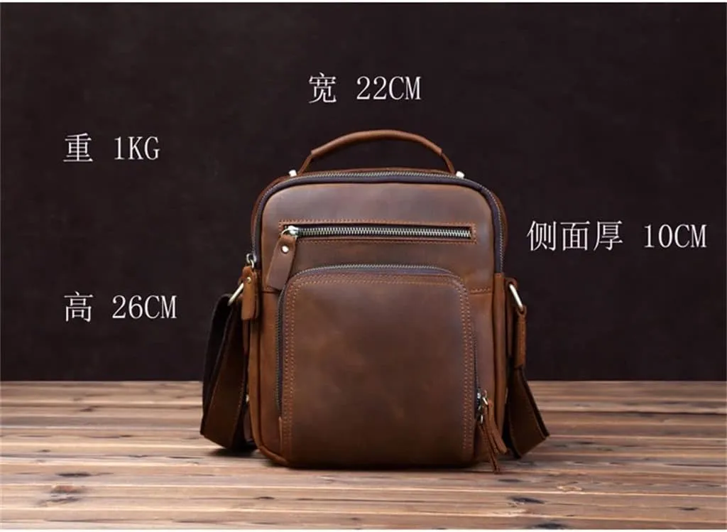 Leather worn men's bag handbag retro shoulder messenger bag casual business backpack