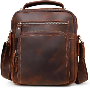 Leather worn men's bag handbag retro shoulder messenger bag casual business backpack