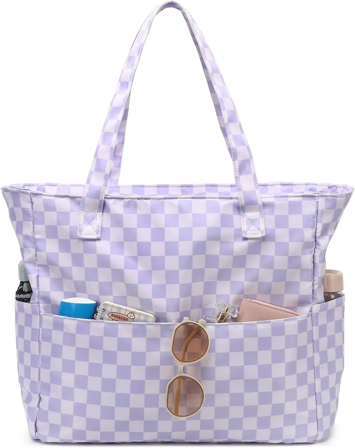 LEDAOU Large Beach Tote Bag Women Waterproof Sandproof Zipper Beach Tote Bag for Pool Gym Grocery Travel with Wet Pocket
