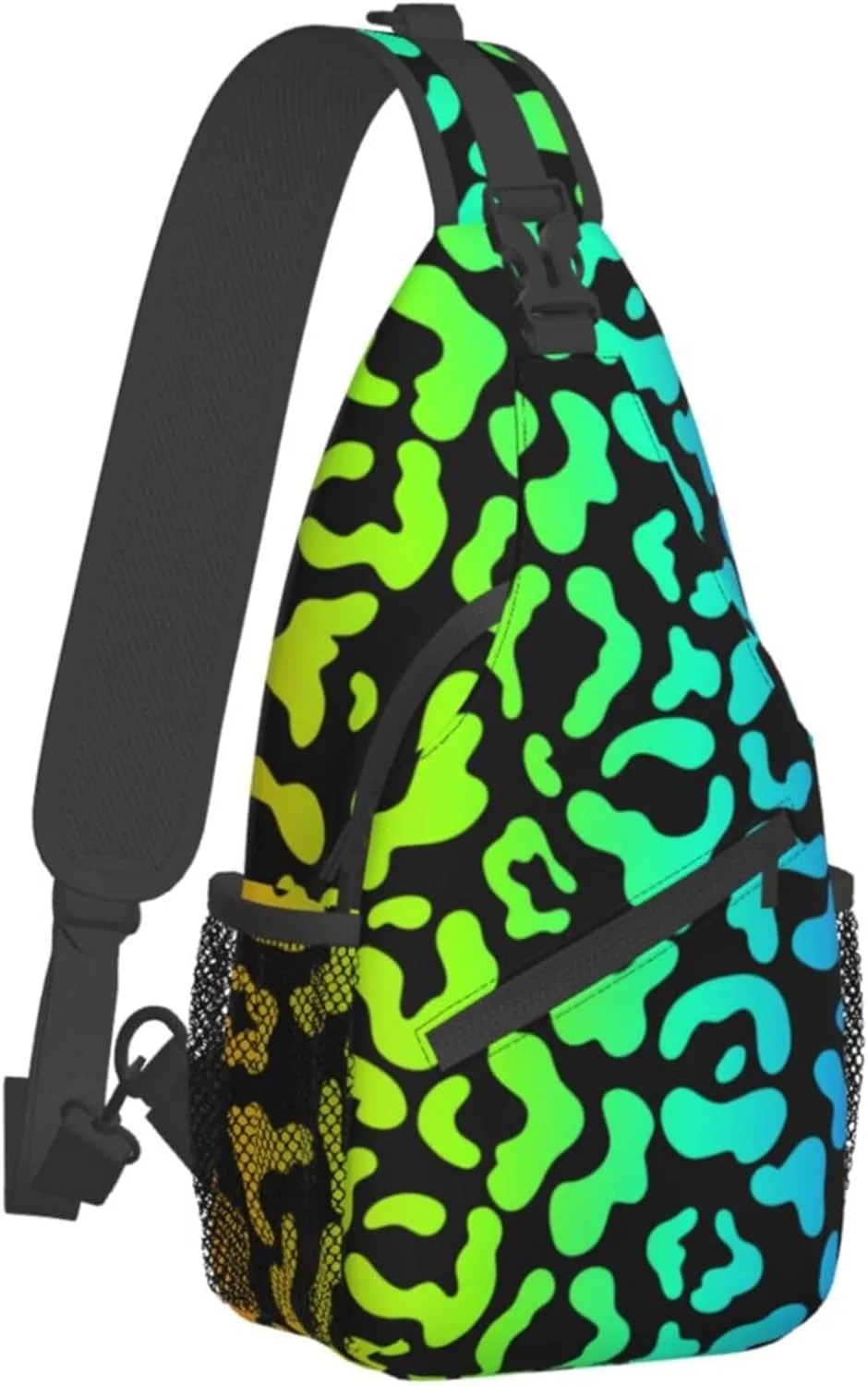 Leopard Cheetah Print Rainbow black Small Crossbody Sling Backpack Anti Theft Backpack For Traveling Chest Shoulder Bag