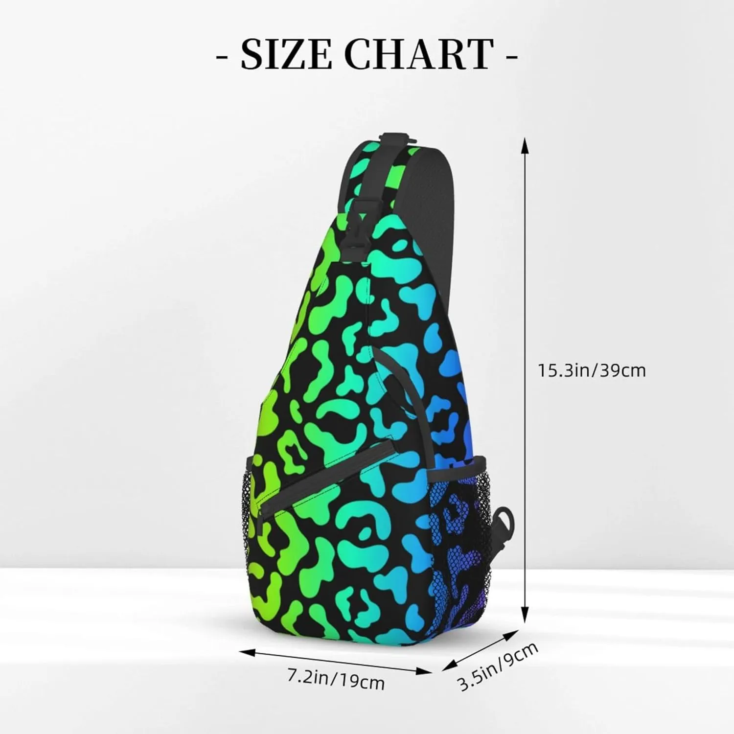 Leopard Cheetah Print Rainbow black Small Crossbody Sling Backpack Anti Theft Backpack For Traveling Chest Shoulder Bag