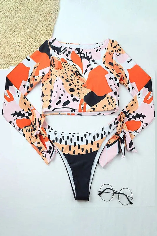 Leopard Cropped Split Two Pieces
