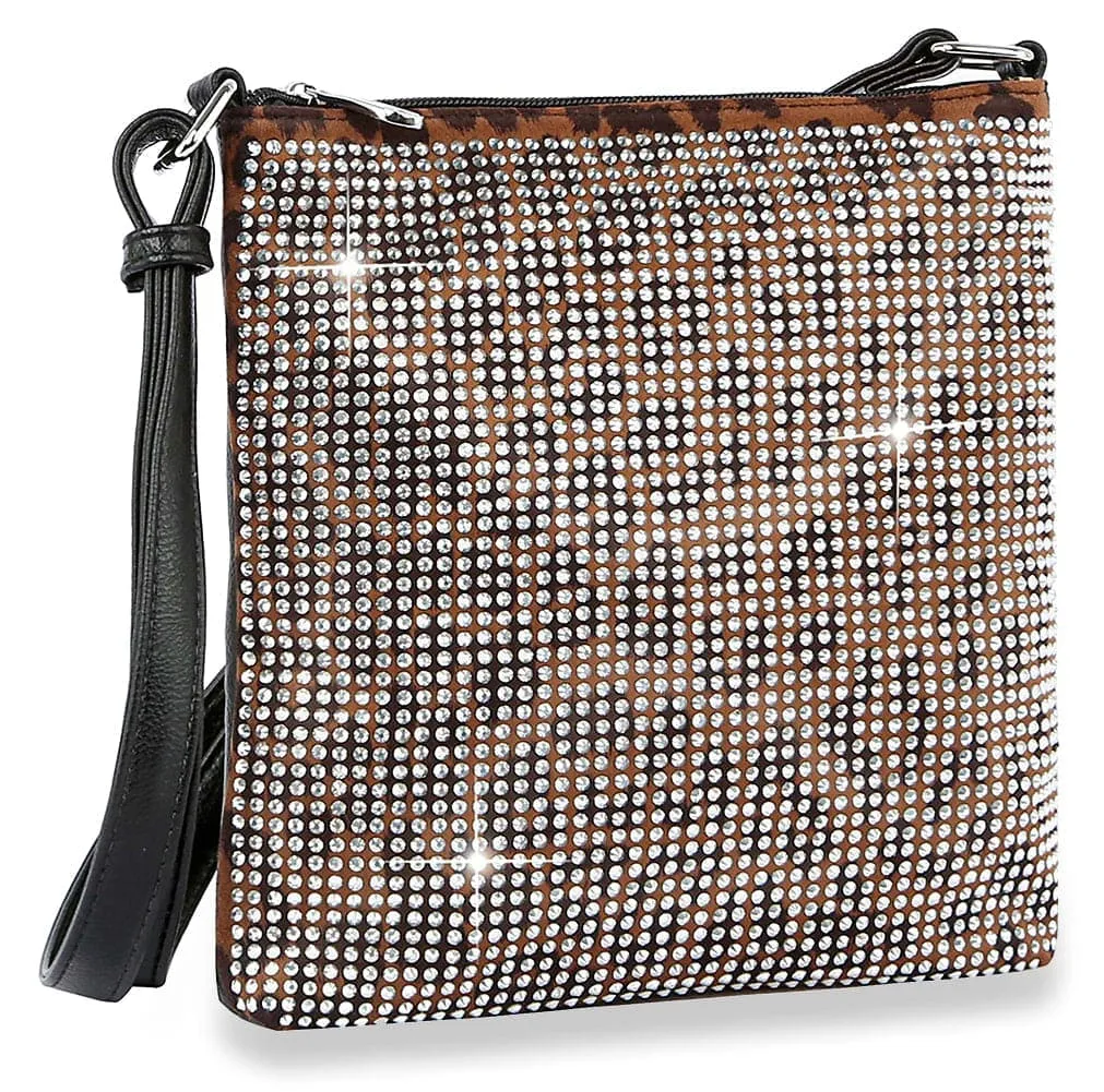 Leopard Print Rhinestone Crossbody Sling