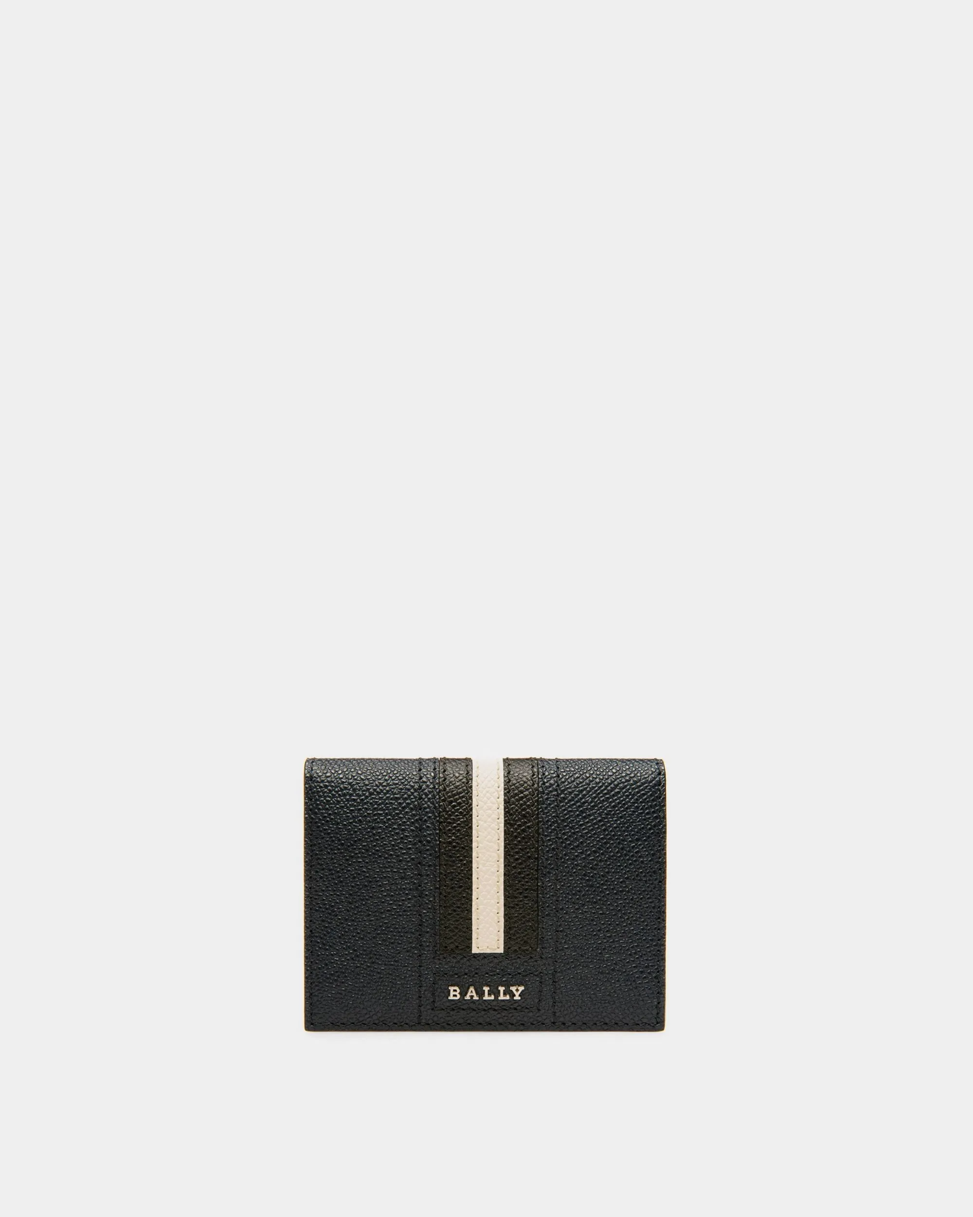 Lettering Business Card Holder In Blue Leather