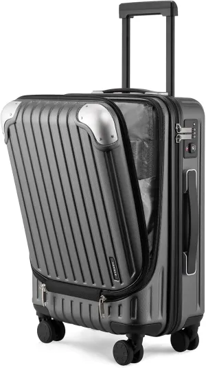 LEVEL8 Grace Carry On Luggage, 20 Inch Hardside Suitcase, Abs Pc Harshell Spinner Luggage with Tsa Lock, Spinner Wheels, Grey, 20-Inch Carry-On