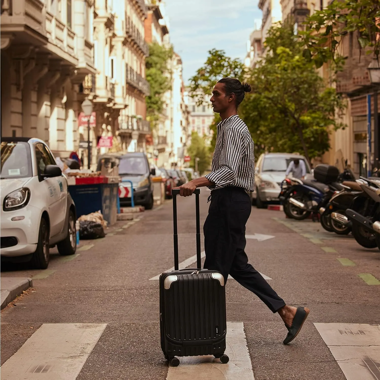 LEVEL8 Grace Carry On Luggage, 20 Inch Hardside Suitcase, Abs Pc Harshell Spinner Luggage with Tsa Lock, Spinner Wheels, Grey, 20-Inch Carry-On
