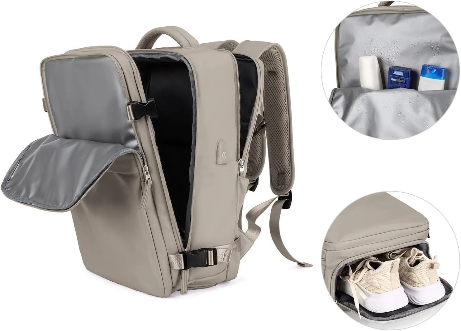Levettevac Mochila, Levettevac Backpack, LevetteBag, Levette Bag, Large Capacity Bag with Separate Compartment (Grey)