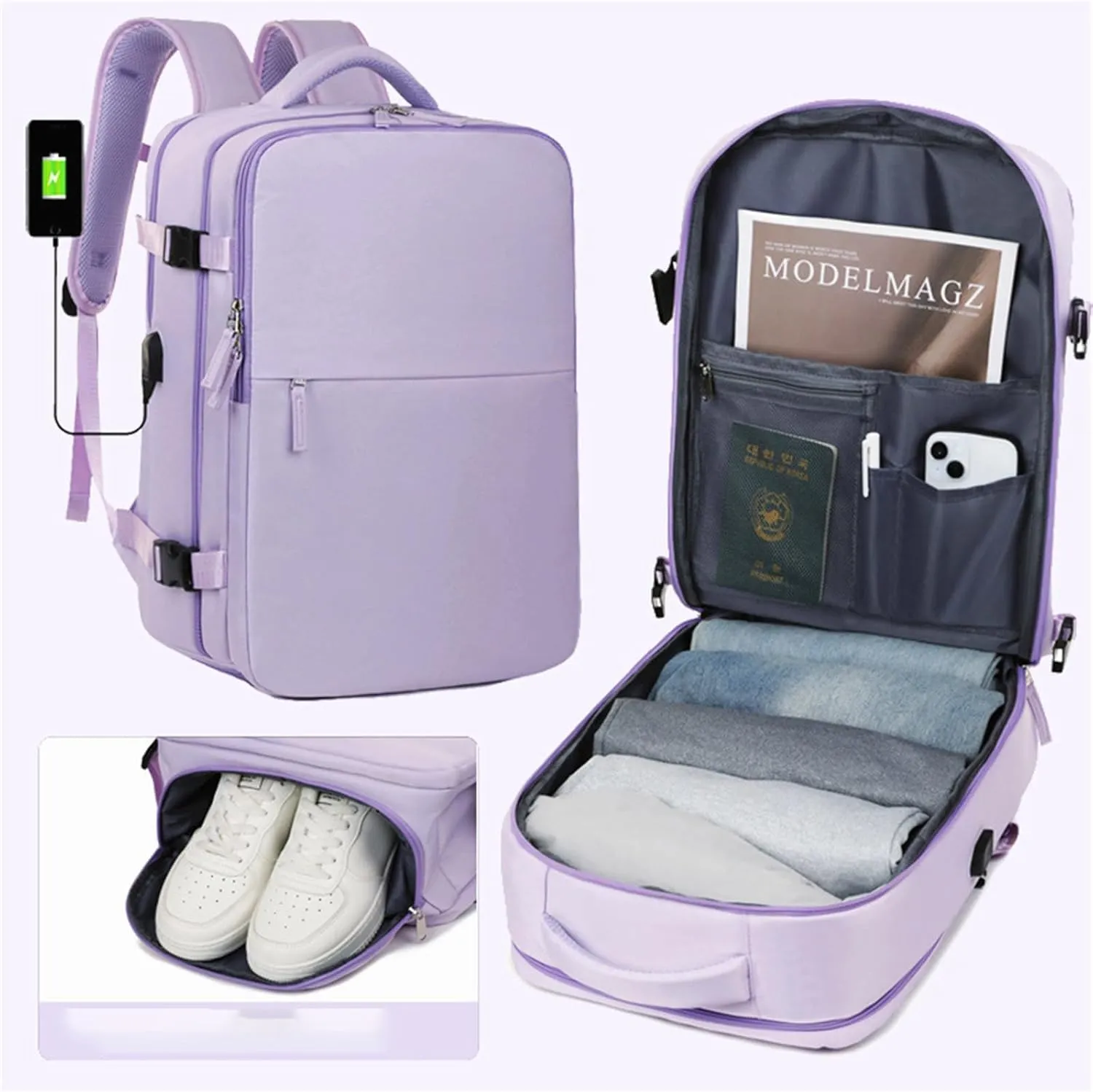 Levettevac Mochila, Levettevac Backpack, LevetteBag, Levette Bag, Large Capacity Bag with Separate Compartment (Grey)