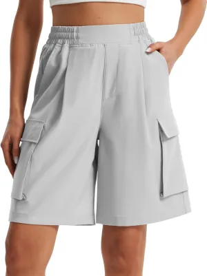 Libin Women's Hiking Cargo Shorts Wide Leg Bermuda Shorts Knee Length Lightweight Quick Dry Casual Short for Summer Travel