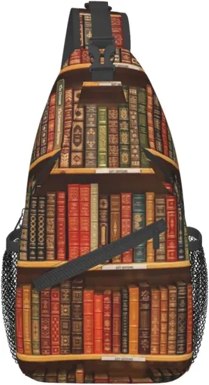 Library Crossbody Bag Books Shoulder Bag Funny Backpack Sling Bag Chest Casual Daypack for Outdoor