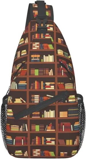 Library Crossbody Bag Books Shoulder Bag Funny Backpack Sling Bag Chest Casual Daypack for Outdoor