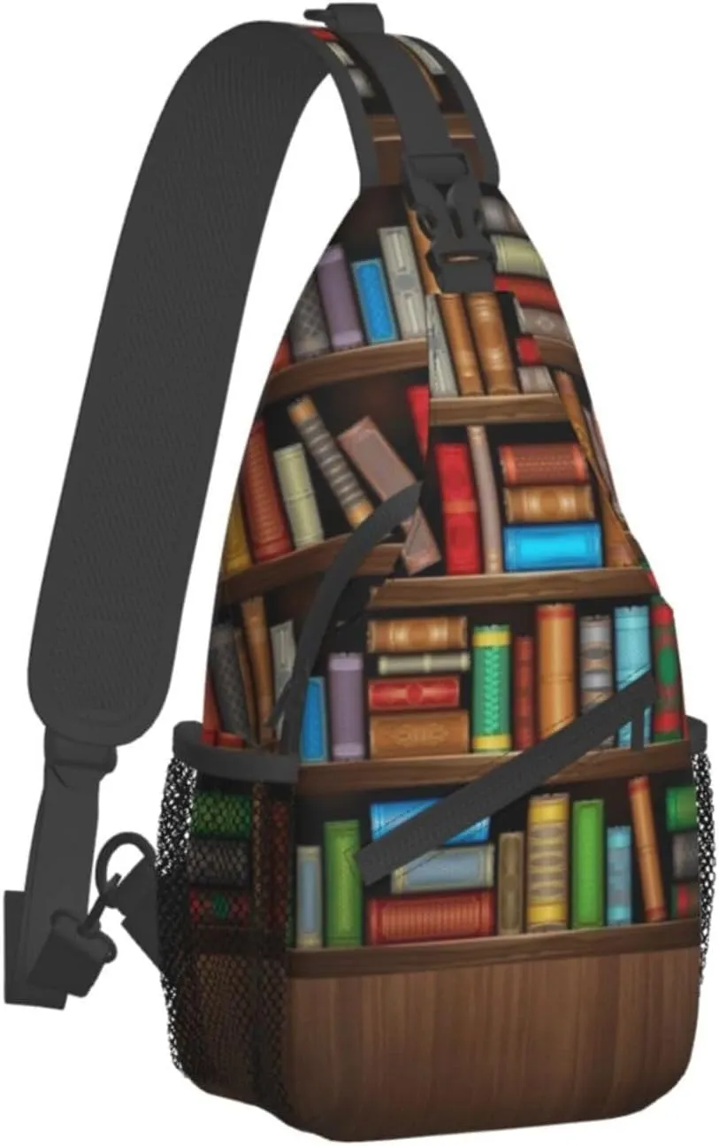 Library Crossbody Bag Books Shoulder Bag Funny Backpack Sling Bag Chest Casual Daypack for Outdoor