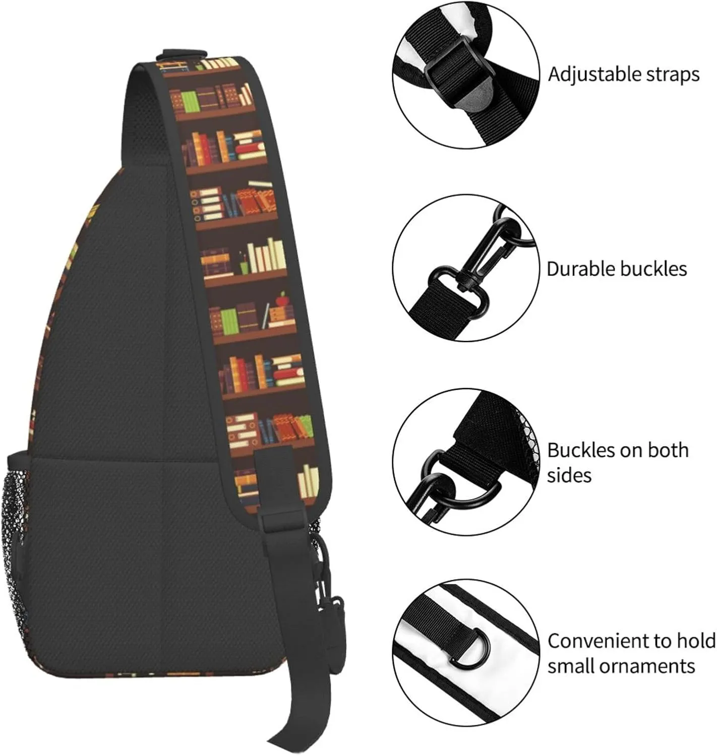 Library Crossbody Bag Books Shoulder Bag Funny Backpack Sling Bag Chest Casual Daypack for Outdoor