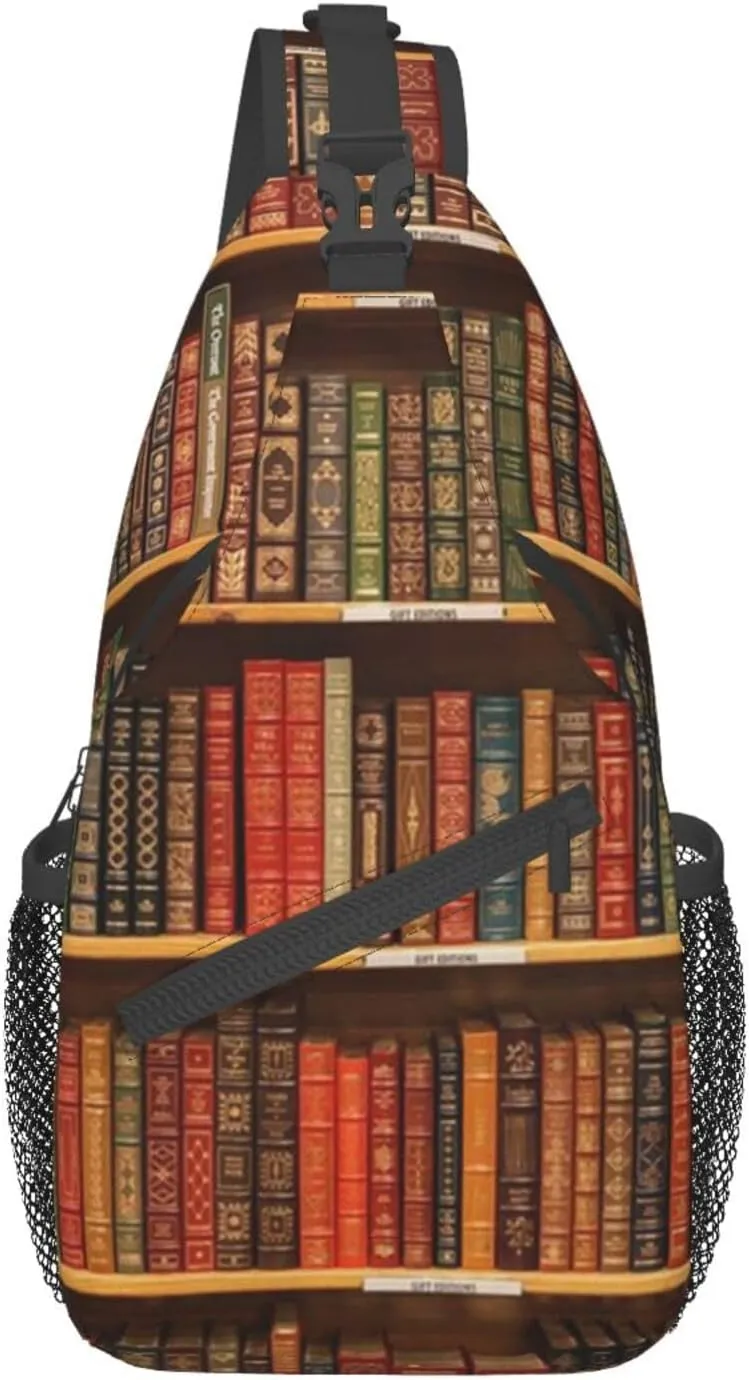 Library Crossbody Bag Books Shoulder Bag Funny Backpack Sling Bag Chest Casual Daypack for Outdoor