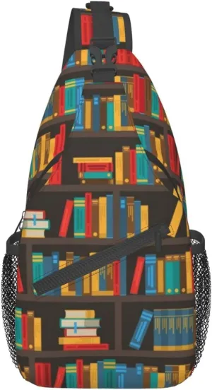 Library Crossbody Bag Books Shoulder Bag Funny Backpack Sling Bag Chest Casual Daypack for Outdoor