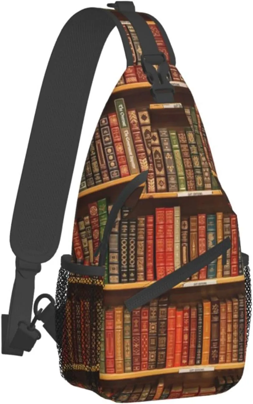 Library Crossbody Bag Books Shoulder Bag Funny Backpack Sling Bag Chest Casual Daypack for Outdoor