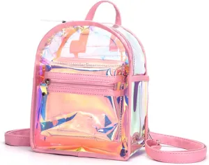 LIFKOME Dazzling Casual Backpack for Iridescent Travel Bag with Zipper Stylish Storage for Outdoor Activities Shopping and Trips Pink Design