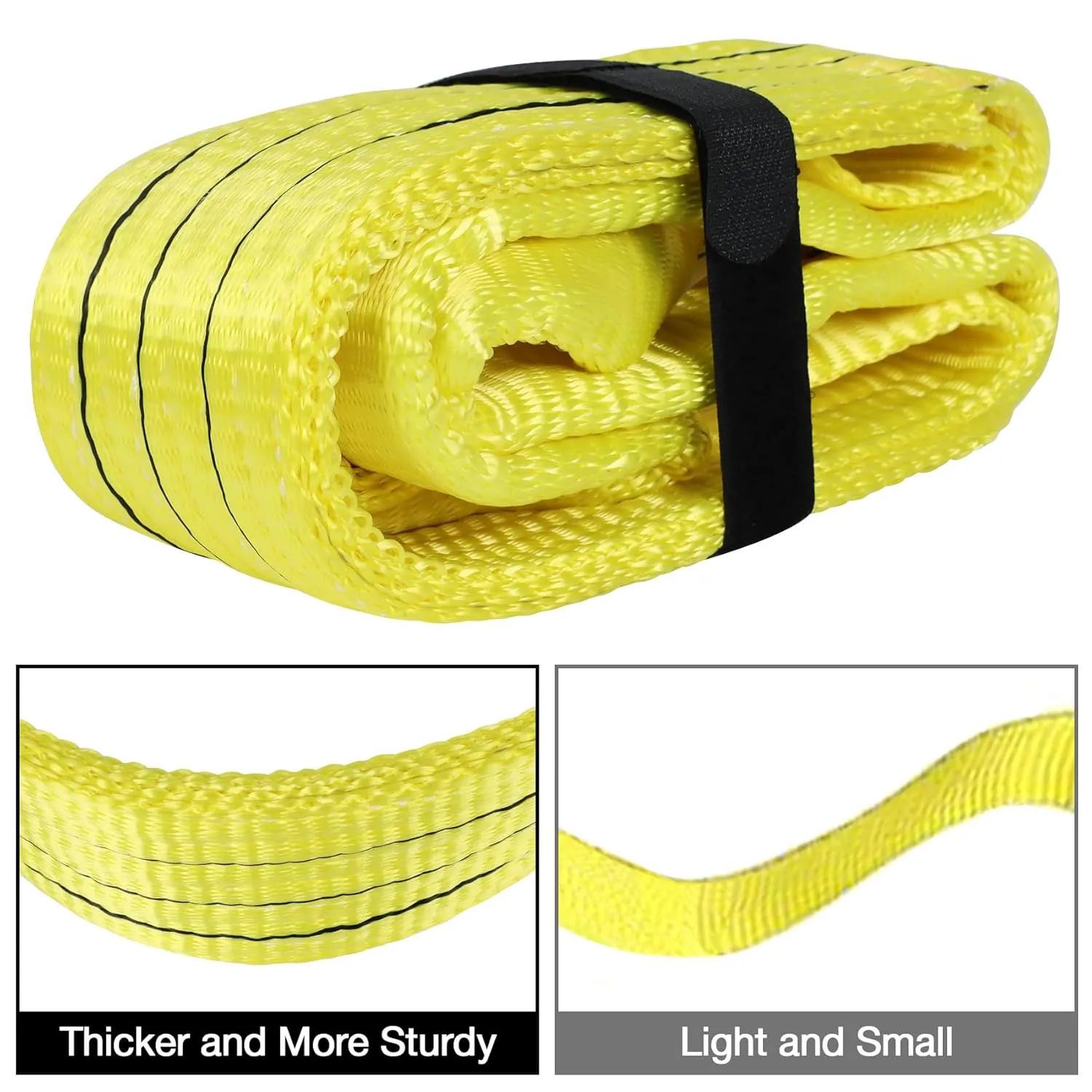Lift Sling Straps,3" x 3' 2-Ply Heavy Duty Flat Eye Lift Sling,Twist Eye Polyester Lifting Straps Not Nylon Tree Saver Recovery Strap Web Rigging Securing Moving Tow Hoisting Gear Strap 17600lb